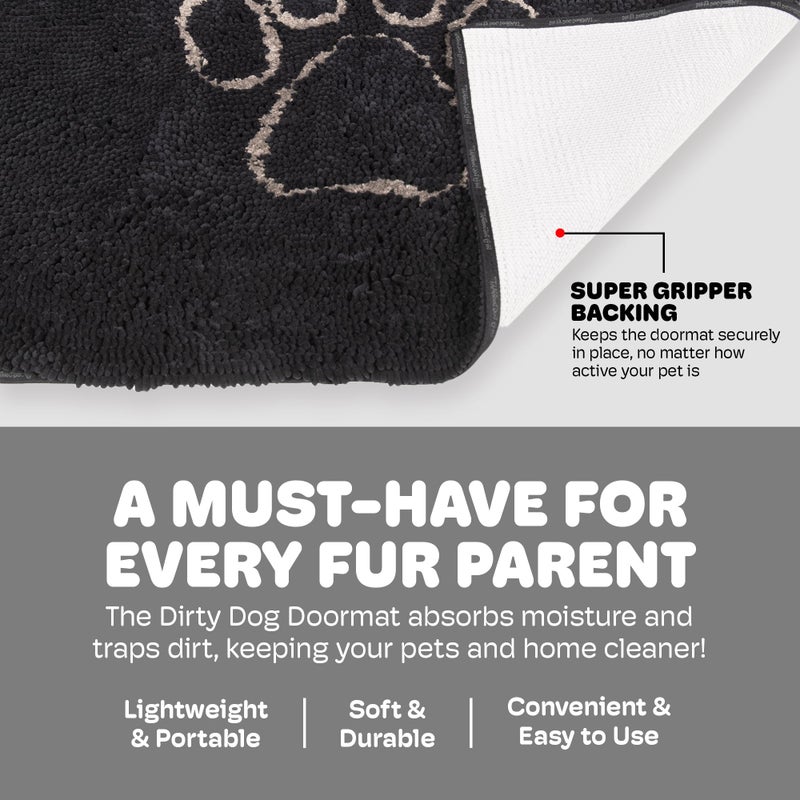Dog Gone Smart Dirty Dog Doormat - Fast Drying Rug with Super Gripper Backing for Clean Floors - Super Absorbent and Machine Washable Mat for Muddy Paws - Black Hue - Image 4